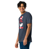Clamtown Christmas Tee — midnight navy — man angled front