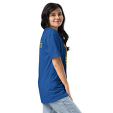 Clamtown Thanksgiving Tee — royal — woman side