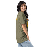 Clamtown Thanksgiving Tee — military green — woman side