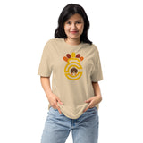 Clamtown Thanksgiving Tee — heather tan — woman front