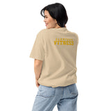 Clamtown Thanksgiving Tee — heather tan — woman back
